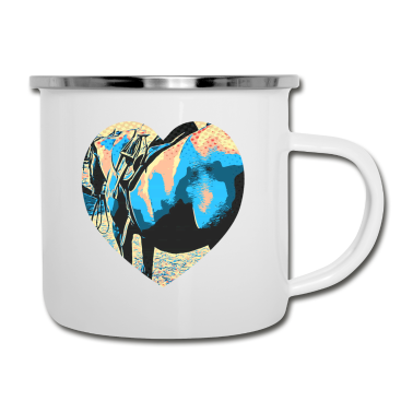 Pferde Emaille Tasse - Pferd
