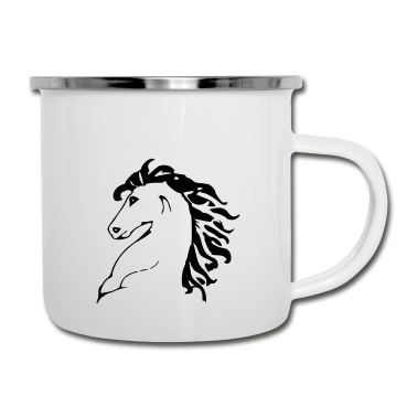 Pferde Emaille Tasse - Pferd