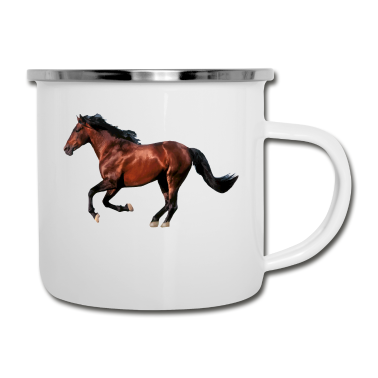 Pferde Emaille Tasse - Pferd