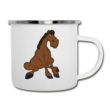 Pferde Emaille Tasse - Pferd