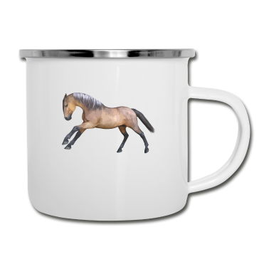 Pferde Emaille Tasse - Pferd