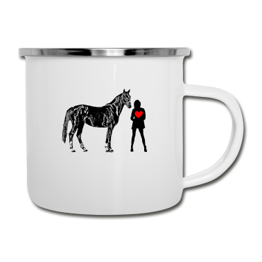 Pferde Emaille Tasse - Pferd