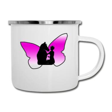 Pferde Emaille Tasse - Pferd