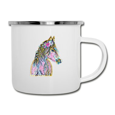 Pferde Emaille Tasse - Pferd