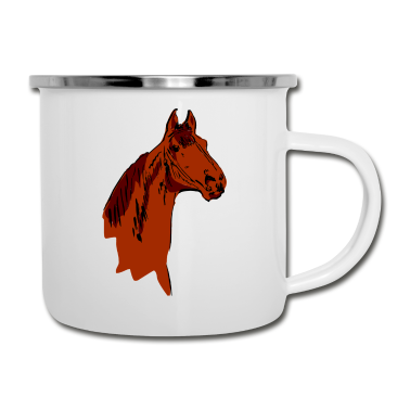 Pferde Emaille Tasse - Pferd