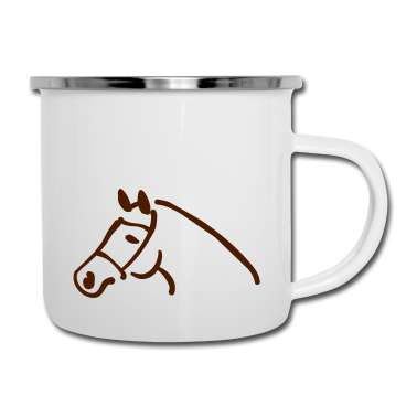 Pferde Emaille Tasse - Pferd