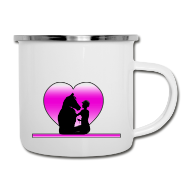 Pferde Emaille Tasse - Pferd