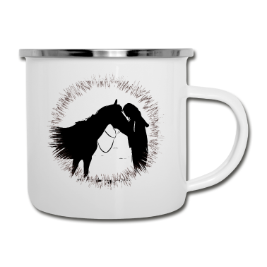 Pferde Emaille Tasse - Pferd