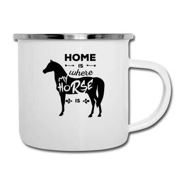 Pferde Emaille Tasse - pferd