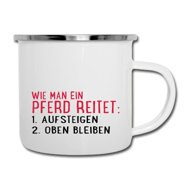 Pferde Emaille Tasse - Pferd