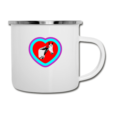 Pferde Emaille Tasse - Pferd