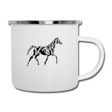 Pferde Emaille Tasse - Pferd
