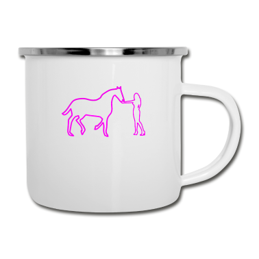 Pferde Emaille Tasse - Pferd