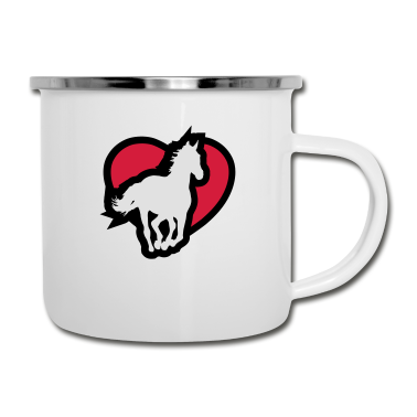 Pferde Emaille Tasse - Ein pferd