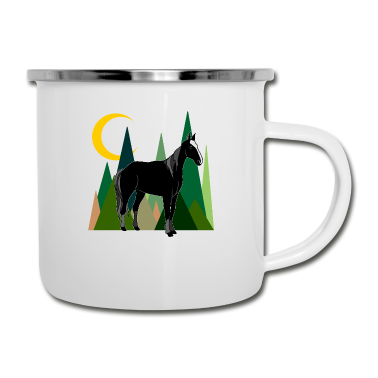 Pferde Emaille Tasse - Pferd
