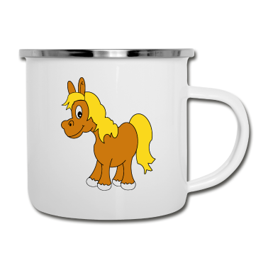 Pferde Emaille Tasse - Pferd