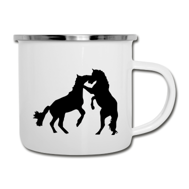 Pferde Emaille Tasse - pferd
