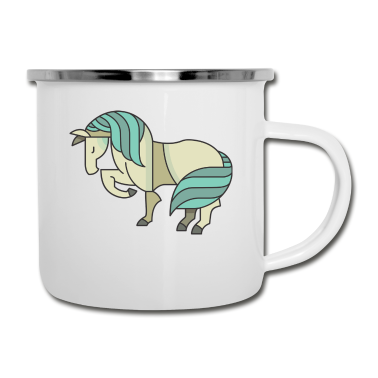 Pferde Emaille Tasse - Pferd