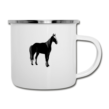 Pferde Emaille Tasse - Pferd
