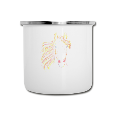 Pferde Emaille Tasse - Pferd