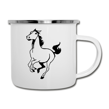 Pferde Emaille Tasse - Pferd