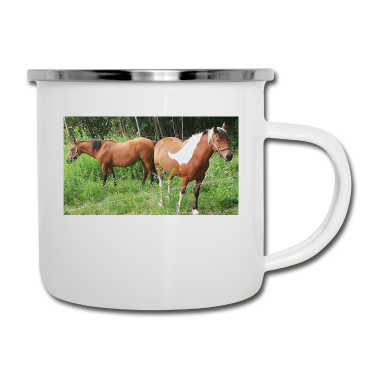 Pferde Emaille Tasse - Pferde