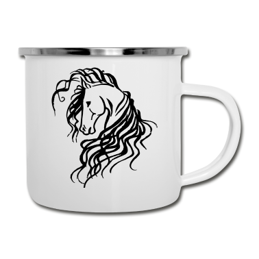 Pferde Emaille Tasse - Pferd