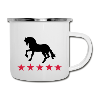 Pferde Emaille Tasse - Pferd