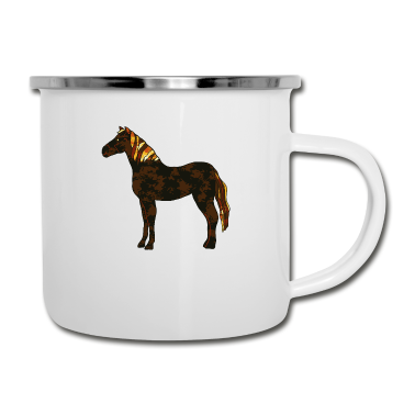 Pferde Emaille Tasse - Pferd
