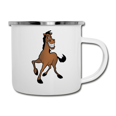 Pferde Emaille Tasse - Pferd