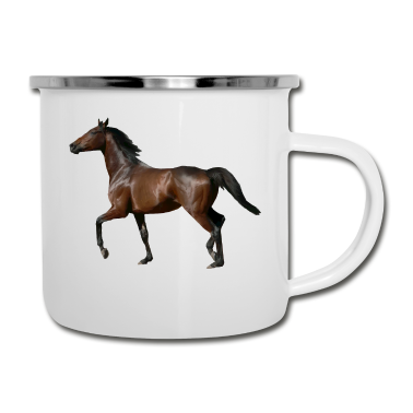 Pferde Emaille Tasse - Pferd