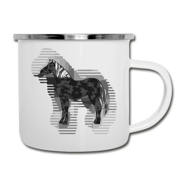 Pferde Emaille Tasse - Pferd
