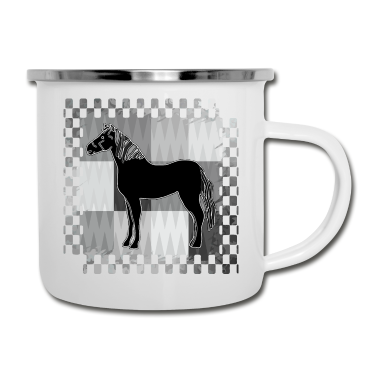 Pferde Emaille Tasse - Pferd
