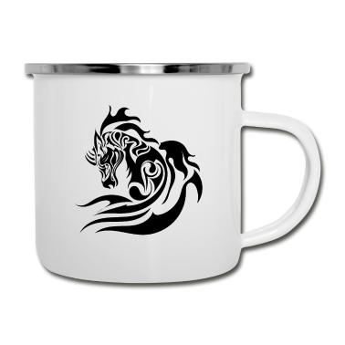 Pferde Emaille Tasse - Pferd
