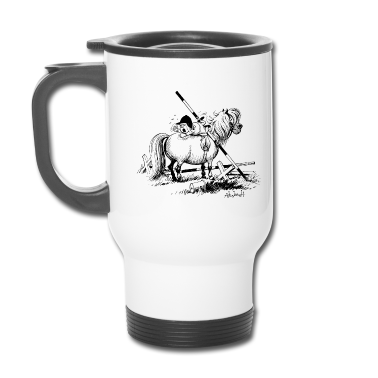 Pferde Thermobecher - Thelwell Cartoon Pony hat Sprung verweigert