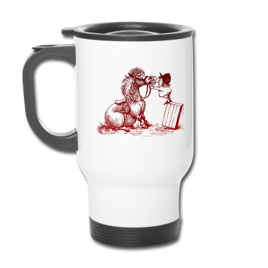Pferde Thermobecher - Thelwell Cartoon Pony bei der Zahnkontrolle