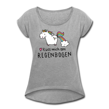 Einhörner T-Shirt - Kü mich am Regenbogen