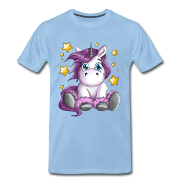 Einhörner T-Shirt - Flauschiges Einhorn mit Sterne Illustration Motiv