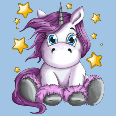 Motiv Flauschiges Einhorn mit Sterne Illustration Motiv