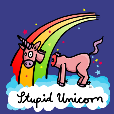 Motiv Das dumme Einhorn verliert seinen Kopf