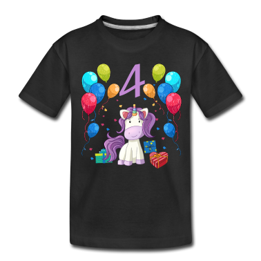 Einhörner T-Shirt - Geburtstagsshirt Einhorn Mädchen 4 Jahre