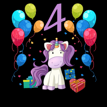 Motiv Geburtstagsshirt Einhorn Mädchen 4 Jahre
