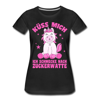 Einhörner T-Shirt - Einhorn Küss mich ich schmecke nach Zuckerwatte