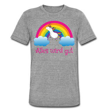 Einhörner T-Shirt - Regenbogen Einhorn Spruch Alles wird gut
