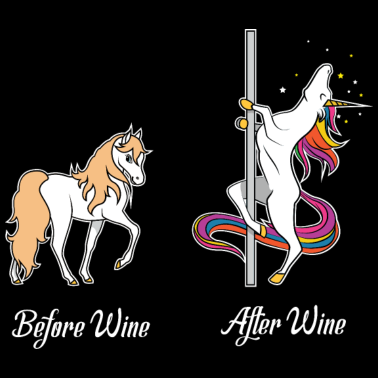 Motiv Before & After Wine Vor & Nach Wein Einhorn JGA