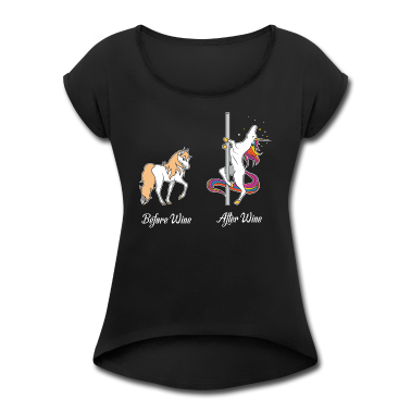 Einhörner T-Shirt - Before & After Wine Vor & Nach Wein Einhorn JGA