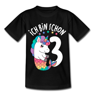 Einhörner T-Shirt - Ich Bin Schon 3 Jahre Einhorn 3. Geburtstag