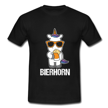Einhörner T-Shirt - Bierhorn Einhorn trinkt Bier Party Alkohol Sauf