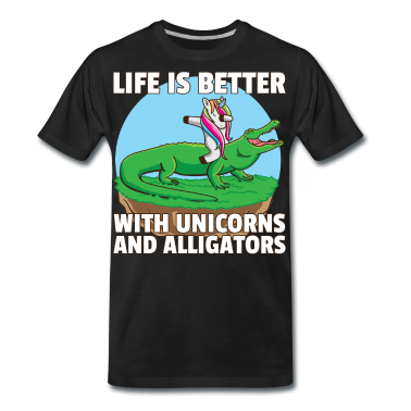 Einhörner T-Shirt - Einhorn Krokodil Alligator Herzschlag