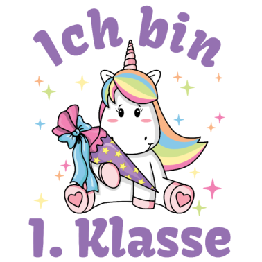 Motiv Ich bin 1. Klasse Schulkind Einschulung Einhorn